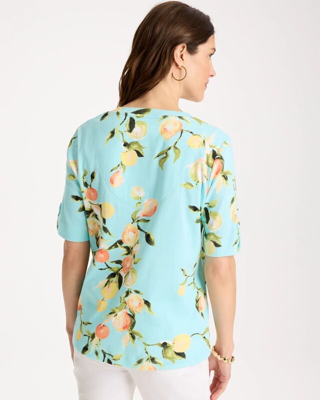 Pima Printed Elbow-Sleeve Tee - image 3